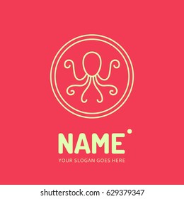 Line octopus. Logo design vector template. Symbol concept icon.