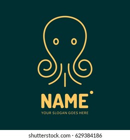 Line octopus, logo design vector template.  