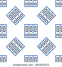 Line Office folders with papers and documents icon isolated seamless pattern on white background. Office binders. Archives folder sign. Colorful outline concept. Vector