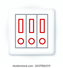 Line Office folders with papers and documents icon isolated on white background. Office binders. Archives folder sign. Colorful outline concept. Vector