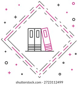 Carpetas de línea de oficina con papeles y documentos icono aislado sobre fondo blanco. Carpetas de oficina. Signo de carpeta de Archivar. Concepto de contorno colorido. Vector