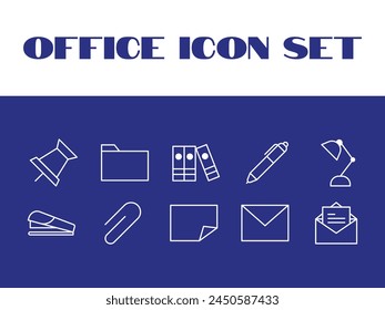 Line Office Icons Set Vector Office Business objects Illustration Icons set 