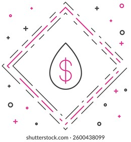Line Oil drop with dollar symbol icon isolated on white background. Colorful outline concept. Vector Illustration