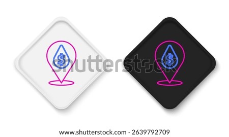 Line Oil drop with dollar symbol icon isolated on white background. Oil price. Oil and petroleum industry. Colorful outline concept. Vector