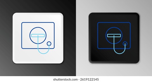 Line Oil filler cap opening at the gas station icon isolated on grey background. Colorful outline concept. Vector