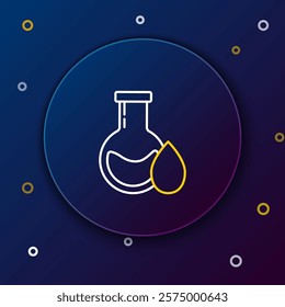 Line Oil petrol test tube icon isolated on blue background. Colorful outline concept. Vector