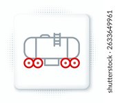 Line Oil railway cistern icon isolated on white background. Train oil tank on railway car. Rail freight. Oil industry. Colorful outline concept. Vector