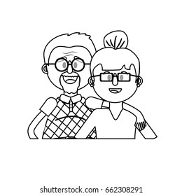 line old couple with hairstyle and glasses