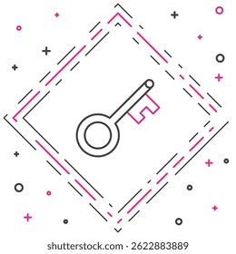 Line Old key icon isolated on white background. Colorful outline concept. Vector