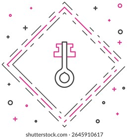 Linha Antigo ícone de tecla mágica isolado no fundo branco. Conceito de contorno colorido. Vetor