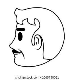 line old man head on side with mustache and hairstyle