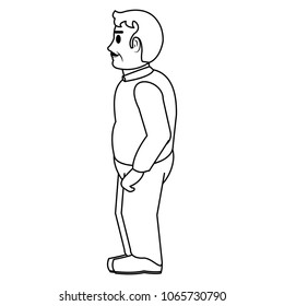 line old man on side with mustache and clothes