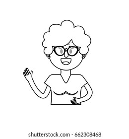 line old woman with glasses and hairstyle