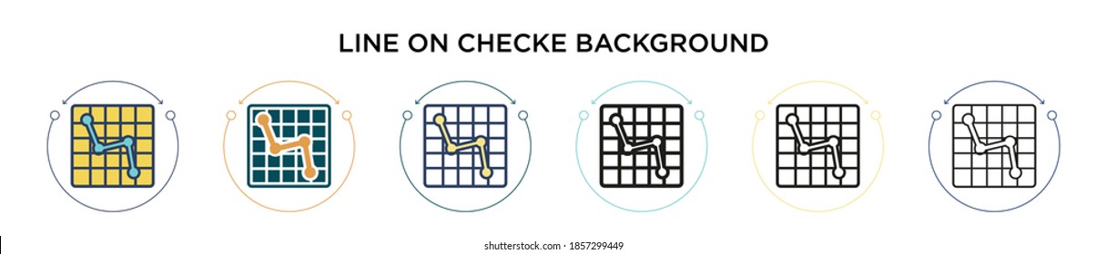Line on checkered background icon in filled, thin line, outline and stroke style. Vector illustration of two colored and black line on checkered background vector icons designs can be used for