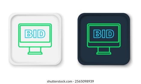 Line Online auction icon isolated on white background. Bid sign. Auction bidding. Sale and buyers. Colorful outline concept. Vector