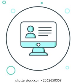 Line Online class icon isolated on white background. Online education concept. Colorful outline concept. Vector