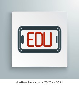 Line Online education and graduation icon isolated on white background. Online teacher on monitor. Webinar and video seminar learning. Colorful outline concept. Vector