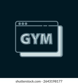 Line Online fitness and training icon isolated on black background. Flat filled outline style with shadow. Vector