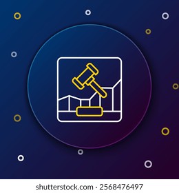 Line Online internet auction icon isolated on blue background. International trade concept. Investment, stock market exchange and trading. Colorful outline concept. Vector
