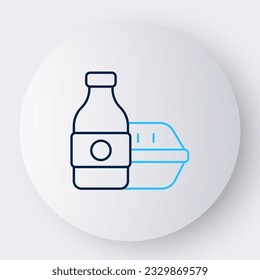 Line Online ordering and fast food delivery icon isolated on white background. Colorful outline concept. Vector