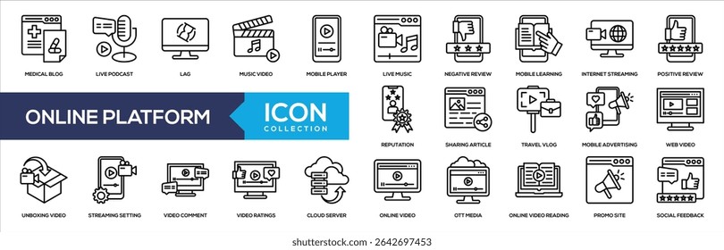 Linha - Coleção de Ícones da Plataforma Online