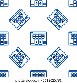Line Online poker table game icon isolated seamless pattern on white background. Online casino. Colorful outline concept. Vector