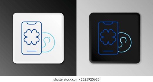 Line Online poker table game icon isolated on grey background. Online casino. Colorful outline concept. Vector