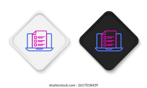 Line Online quiz, test, survey or checklist icon isolated on white background. Exam list. E-education concept. Colorful outline concept. Vector