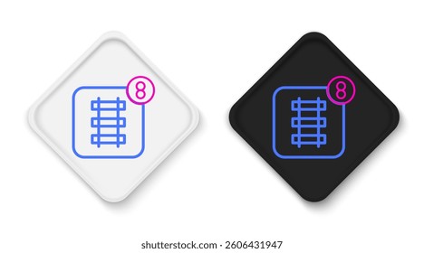 Line Online ticket booking and buying app interface icon isolated on white background. E-tickets ordering. Electronic train ticket on screen. Colorful outline concept. Vector