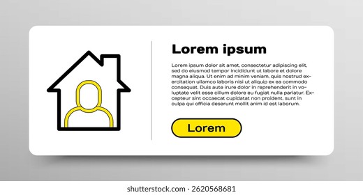 Linha ícone de trabalho online isolado no fundo branco. Homem Freelancer trabalhando em laptop em sua casa. Trabalho à distância. Conceito de trabalho à distância. Conceito de contorno colorido. Vetor
