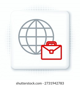 Linha ícone de trabalho online isolado no fundo branco. Homem Freelancer trabalhando em laptop em sua casa. Trabalho à distância. Conceito de trabalho à distância. Conceito de contorno colorido. Vetor