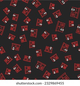 Line Open book icon isolated seamless pattern on black background.  Vector