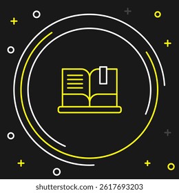 Line Open book icon isolated on black background. Colorful outline concept. Vector