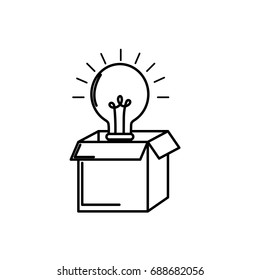 line open box with electric bulb light