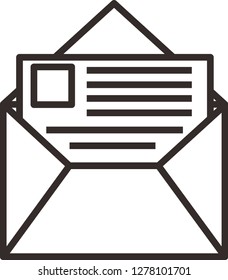  line open mail icon Editable vector stroke - vector