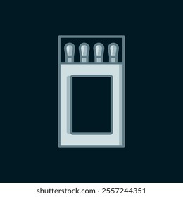 Line Open matchbox and matches icon isolated on black background. Flat filled outline style with shadow. Vector