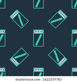 Line Open matchbox and matches icon isolated seamless pattern on black background.  Vector
