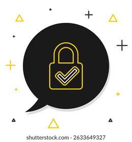 Línea Abra el candado y el icono de marca de verificación aislados sobre fondo blanco. Concepto de seguridad cibernética. Protección digital de datos. Seguridad. Concepto de contorno colorido. Vector