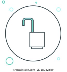 Linha Abrir ícone de cadeado isolado no fundo branco. Sinal de bloqueio aberto. Cibersegurança. Proteção de dados digitais. Conceito de contorno colorido. Vetor