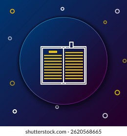 Line Open science book icon isolated on blue background. Colorful outline concept. Vector