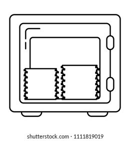 line open strong box with dollar bills