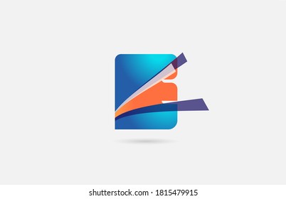 icono del logotipo de la letra azul naranja del alfabeto E para la compañía. Diseño creativo para empresas y negocios
