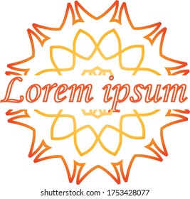 Line orange sun mandala label template