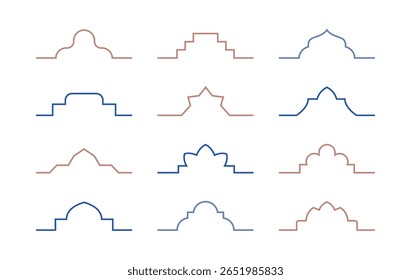 Line oriental style simple arabic divider, border designs. Vector linear arch, window part for decoration, card, invitation.