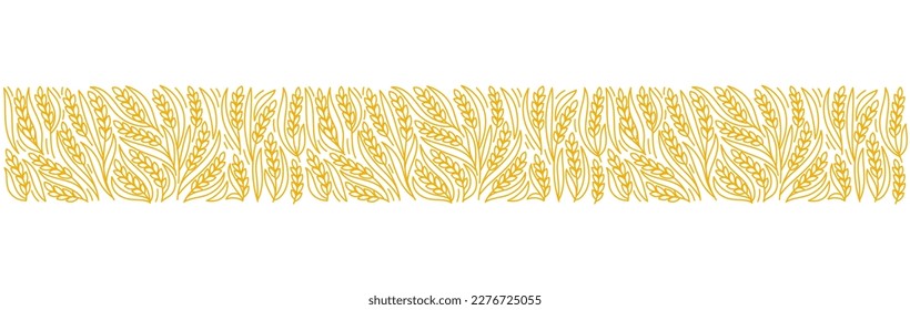 Line ornament for bakery. Spikelets and ears of wheat, rye or barley. Editable outline stroke. Vector line.