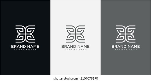 line ornament with letter E logo design inspiration. ornament logo design concept