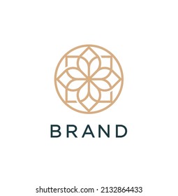 Vector de logotipo de ornamento de línea. Diseños de logotipo de flor universal de línea.