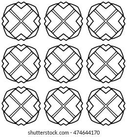 Line ornament pattern. Black and white endless abstract texture for prints, textiles, wrapping, wallpaper, website etc. Vector illustration. 