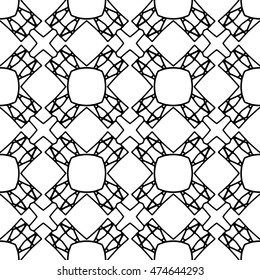 Line ornament pattern. Black and white endless abstract texture for prints, textiles, wrapping, wallpaper, website etc. Vector illustration. 