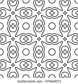 Line ornament pattern. Black and white endless abstract texture for prints, textiles, wrapping, wallpaper, website etc. Vector illustration. 